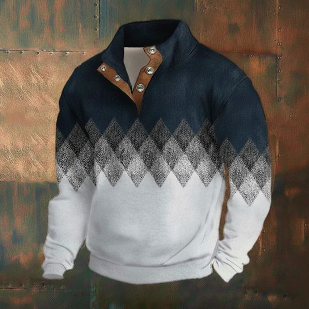 Herre Ruter Lapper Genser Mote Daglig Enkel Fritid Langermet Høyhalset Feriereise Ut på byen Svart Blå Knapper Høst Vinter Designer S M L XL XXL 3XL 2026 - $28.99 –P2