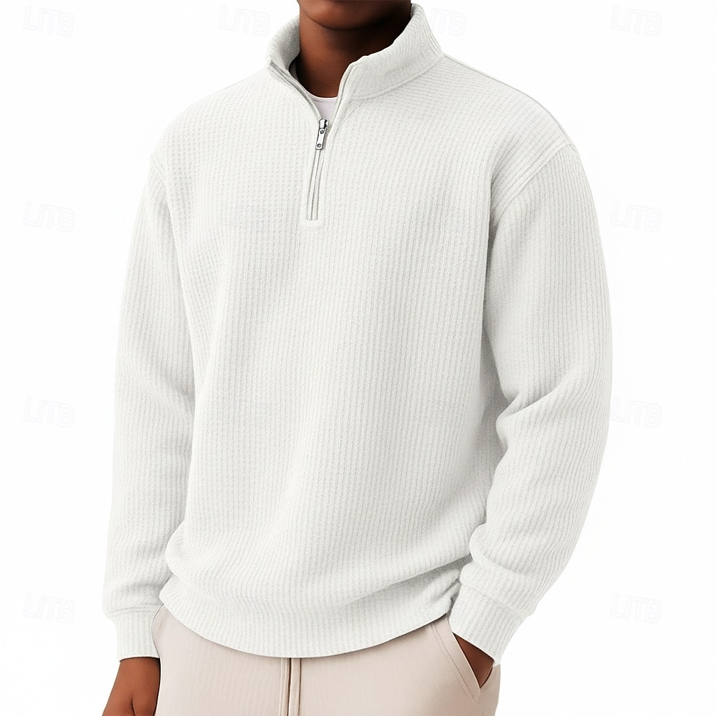Homme Chemises Polo Gaufre Polo à fermeture éclair Sport en Plein Air Occasionnel Col montant Fermeture éclair manche longue Mode Moderne Couleur Unie Texturé Tricoté Printemps & Automne Toutes de 2025 ? $23.99 –P2