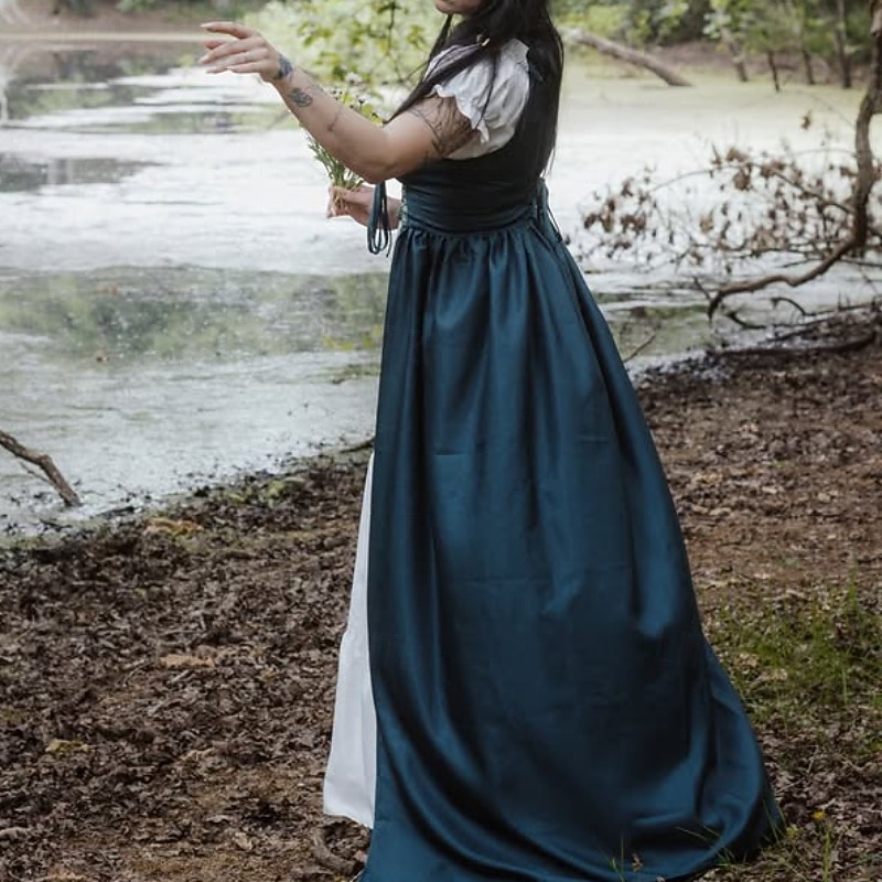 Retrò Vintage Medievale Rinascimento Camicia da notte Soprabito Vichingo Irlandese Elfico Due Pezzi Costume Per donna Celtico Costumi da pirata Fantasia Halloween Mascherata Vacanza Casual Quotidiano del 2026 a $45.99 –P2