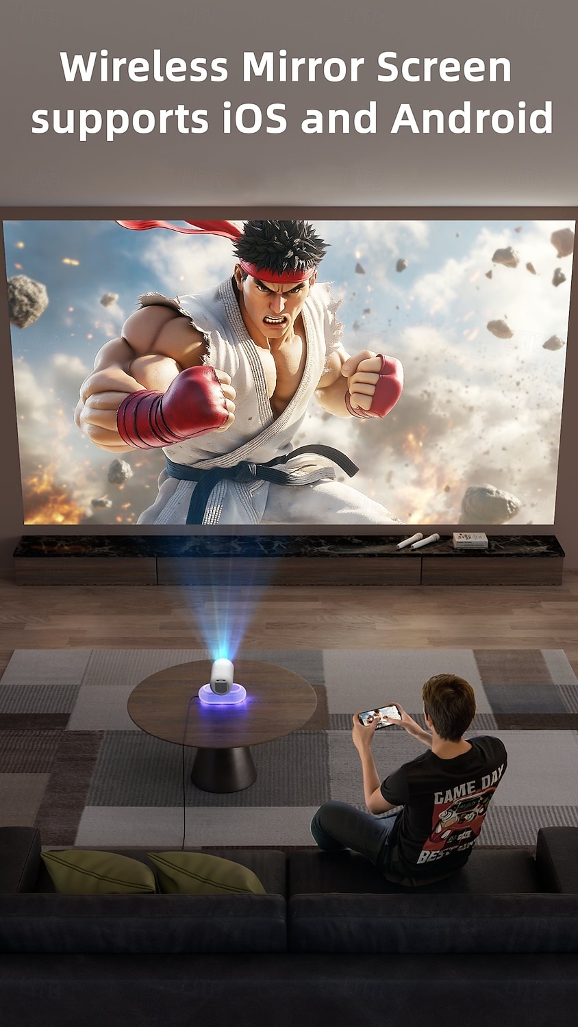 Премиум проектор YT900 с автофокусировкой разрешение 1920*1080 опциональная микрофонная основа светодиодная лента 2.4/5GHz двухдиапазонный Wi-Fi Android 13.0 3-х линзовый стеклянный объектив с 2026 - $217.09 –P11