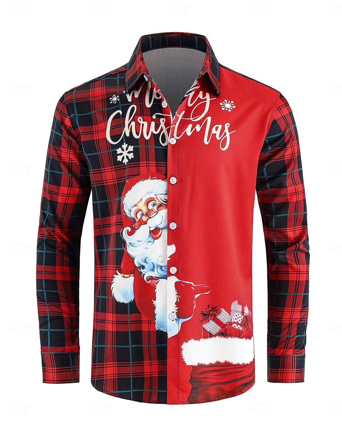 Karácsony Hosszú ujjak Gombos ing Mikulás Grafikus Újdonságok Vicces mert Férfi Felnőttek 3D nyomtatás mert Karácsony Farsang Újév Parti 2025 - $24.99 –P2