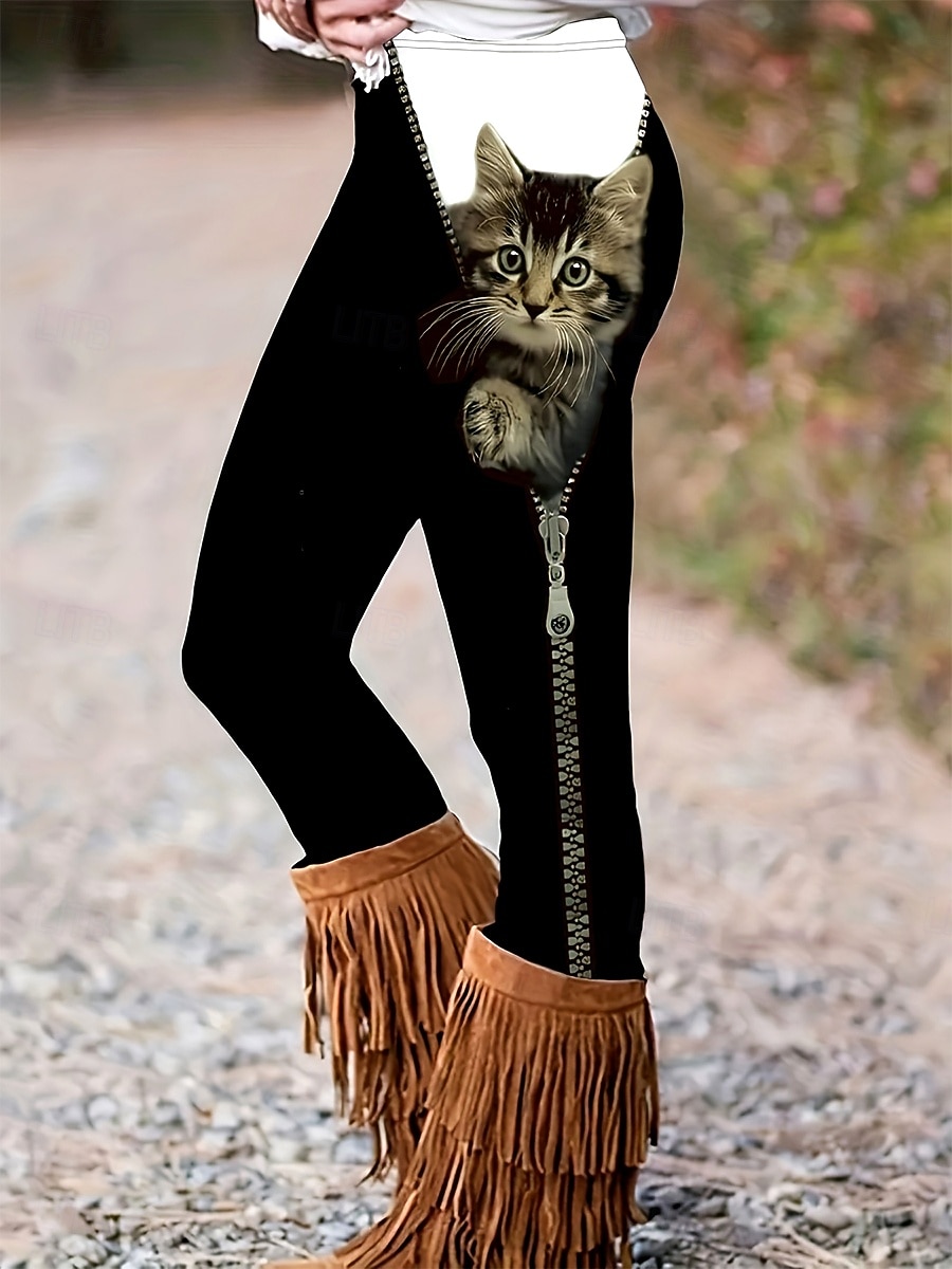 Per donna Leggings Vacanza Vintage Moda Lunghezza intera Vita Alta Grafico Animale Gatto Stampa Calore Termico Morbido Traspirante Elasticizzato Quotidiano All'aperto Vacanza Nero Primavera Autunno del 2026 a $21.99 –P1