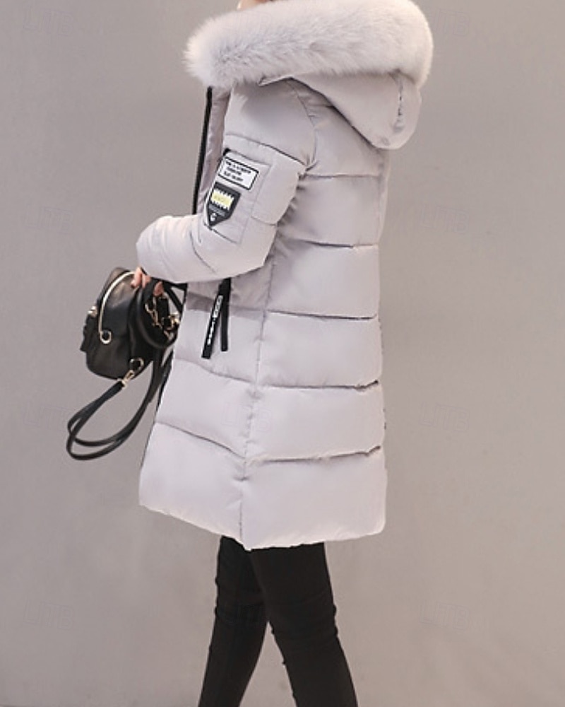 Damen Wintermantel Daunenjacke Warm Bequem Reißverschluss Tasche Lässig Einfarbig Urlaub Alltagskleidung Ausgehen Wochenende Lang Mit Kapuze Normale Passform Langarm Oberbekleidung Schwarz Weiß Rosa 2026 - $24.99 –P4