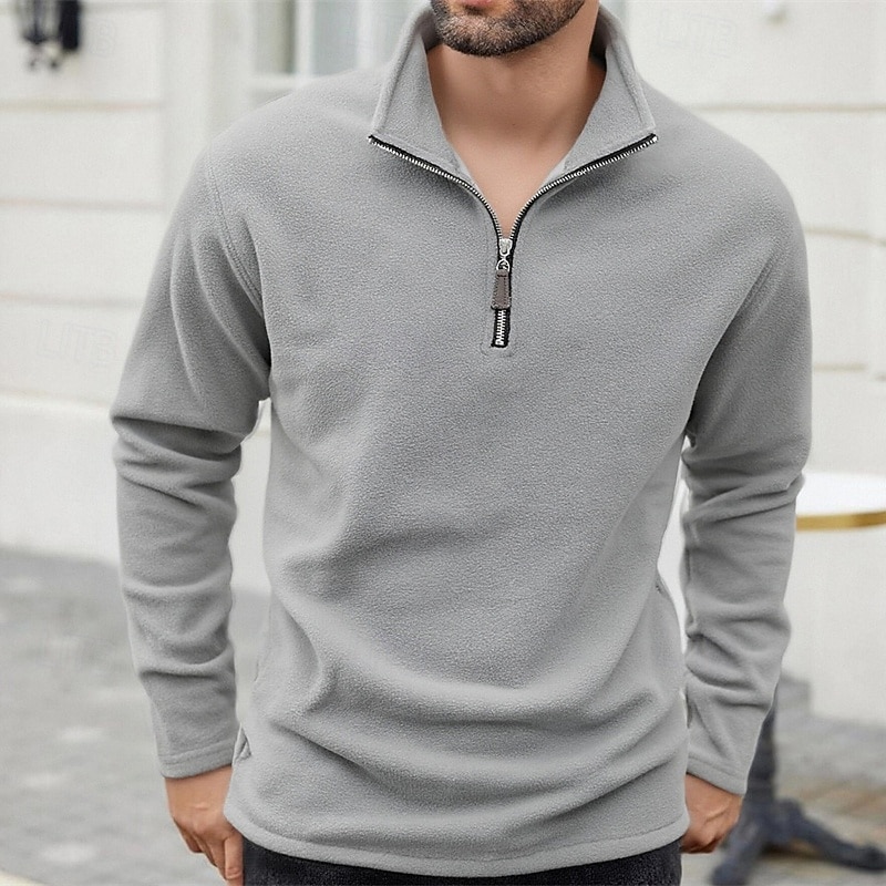 Homens Moletom Moletom de lã Moletom com zíper Preto Roxo Cáqui Café Verde Claro Meio Zíper Tecido Quarter Zip Desportos e Ar livre Diário Feriado Poliéster Roupa de rua Básico Casual Outono Inverno de 2026 por $26.99 –P3