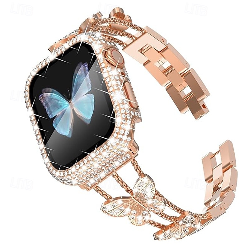 Bracciale Gioiello Compatibile con Cinturino dell'Apple Watch 38mm 40mm 41mm 42mm 44mm 45mm 49mm Da donna Glitter Diamante Bling Acciaio inossidabile Cinturino di ricambio per iwatch Ultra 3 2 Series del 2026 a $22.99 –P1