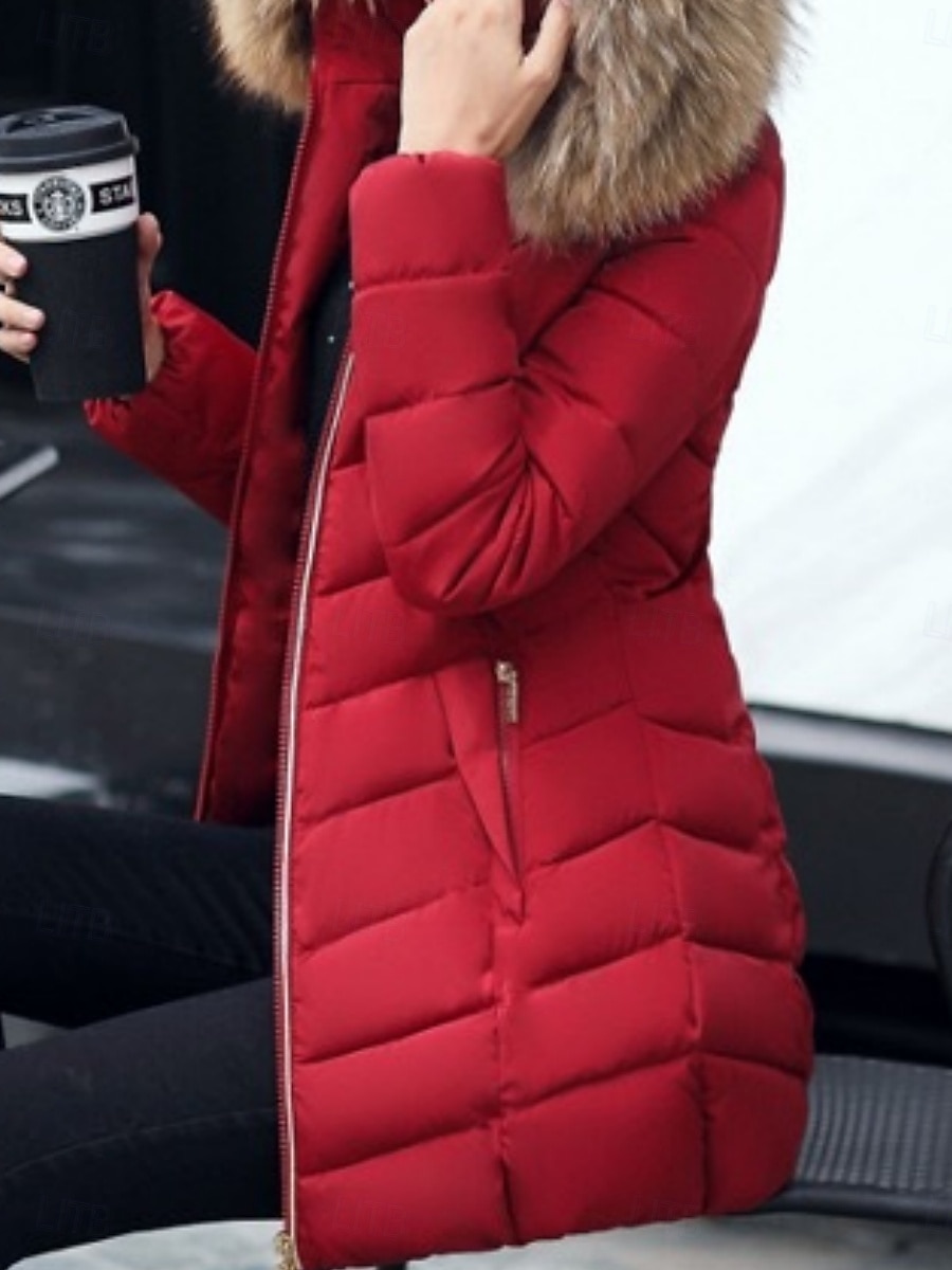 Damen Parka Bequem Atmungsaktiv Reißverschluss Tasche Lässig Einfach Urlaub Straße Alltagskleidung Ausgehen Reisverschluss Regulär Mit Kapuze Normale Passform Langarm Oberbekleidung Schwarz Wein Rote 2025 - $46.99 –P3