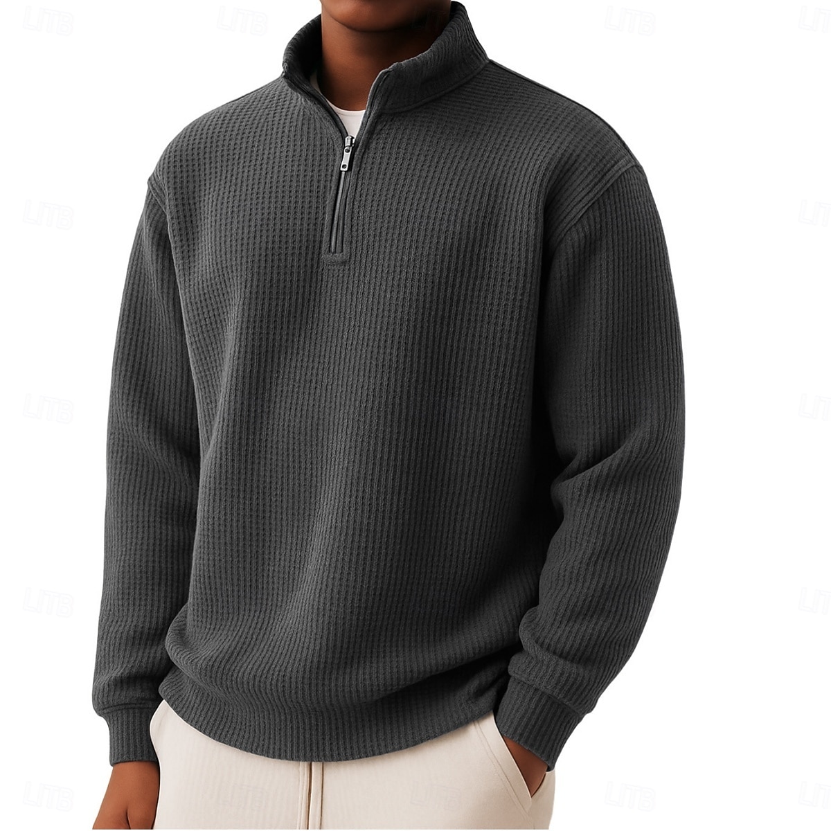 Homme Chemises Polo Gaufre Polo à fermeture éclair Sport en Plein Air Occasionnel Col montant Fermeture éclair manche longue Mode Moderne Couleur Unie Texturé Tricoté Printemps & Automne Toutes de 2025 ? $23.99 –P3