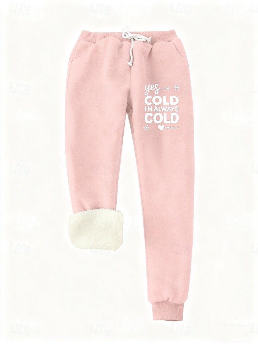 Γυναικεία Αθλητικές Φόρμες Παντελόνι Fleece Μοντέρνα Βασικό Καθημερινό Πλήρες μήκος Ψηλή Μέση Γράμμα Κορδόνι Τσέπη Στάμπα Διατηρείτε Ζεστό Αντιανεμικό Άνετα Μικροελαστικό 2025 - $22.99 –P2