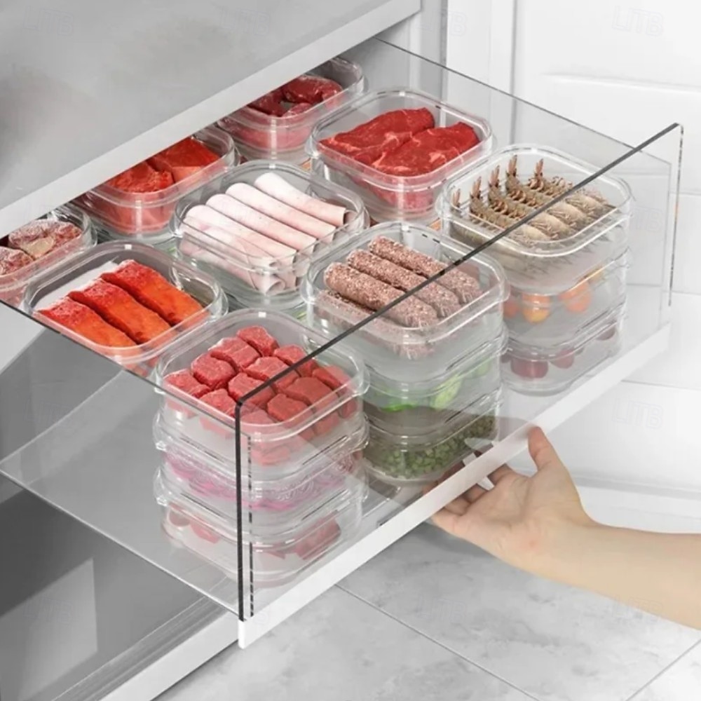 Lednička mražené maso box na konzervaci potravin průhledná mrazicí nádoba na maso a zeleninu s víkem chladnička mražené maso přihrádka na maso mrazák box na uchovávání čerstvého jídla 2026 - $10.49 –P3