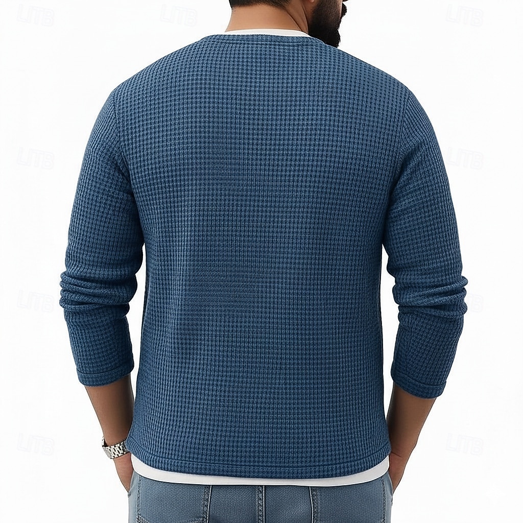 Per uomo Maglietta Waffle Maglietta Manica Lunga Girocollo Scollo a V Primavera Autunno Inverno Elegante Caldo Vacanza Finto due pezzi Allenamento All'aperto Casa Nero Verde chiaro Blu chiaro del 2025 a $23.99 –P2