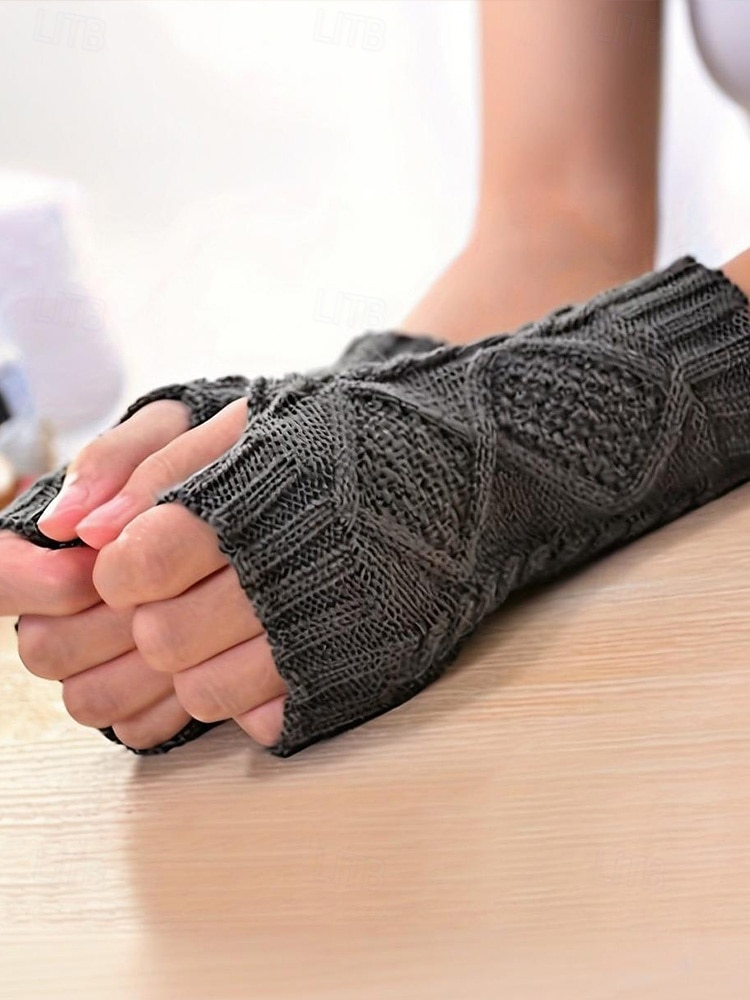 Gestrickte fingerlose Handschuhe für Damen, kuschelige Winter-Handwärmer mit Zopfmuster, stylische Weihnachtsgeschenk-Accessoires für Damen 2025 - $7.99 –P4