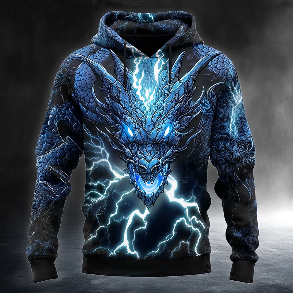 Homme Dragon Impression 3D Sweat à capuche Sweatshirt 3D Fantaisie manche longue Col ras du cou Cadeau Club Vêtements de rue Jaune Rouge Bleu Vert Cordon de serrage Automne Hiver Designer S M L XL de 2026 ? $28.99 –P2