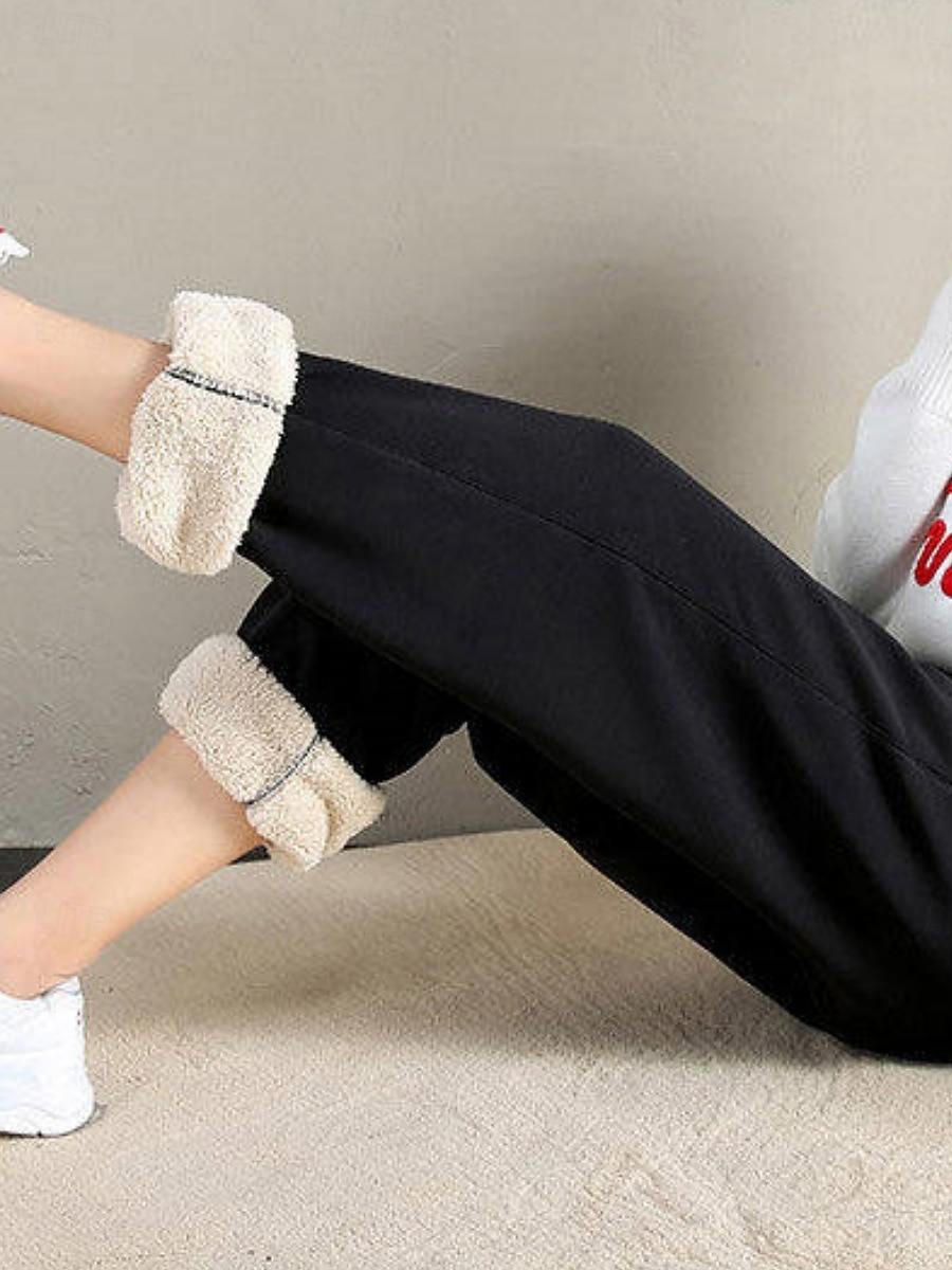 Women's Sweatpants Joggers Fleece Pants Trousers Vacation Fashion Streetwear Full Length High Waist Plain Drawstring Pocket Elastic Waist Warm Soft Comfortable Micro-elastic Outdoor Street Holiday 2026 - $19.99 –P4