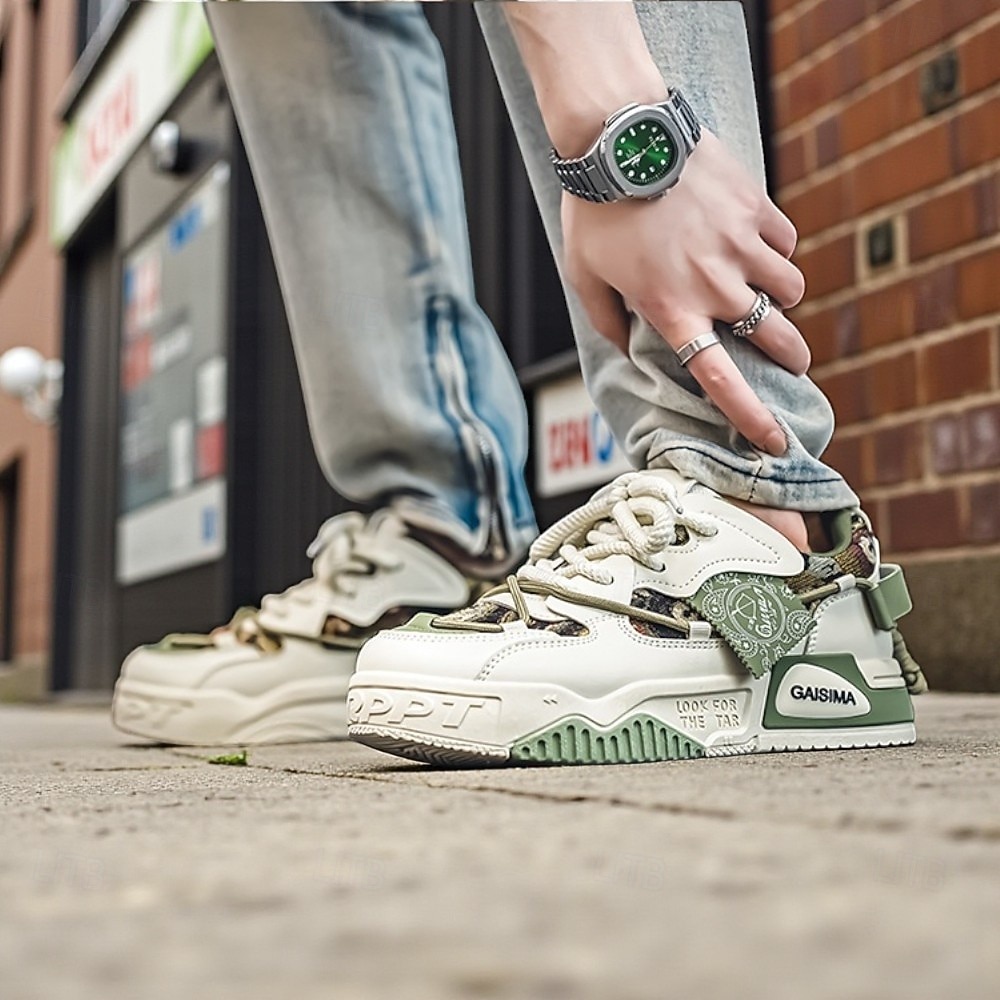 herresneakers med kraftig såle i kamuflasje, trendy løpesko med snøring til streetwear, komfortable, avslappede sportssko for daglig bruk &sport 2026 - $42.99 –P2