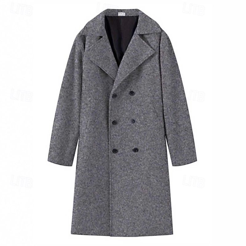 Homens Casaco Casaco impermeável Casaco longo Férias Diário Outono Inverno Poliéster A Prova de Vento Manter Quente agasalhos Roupa Moda Clássico Tecido Bolsos Lapela Trespassado de 2026 por $39.99 –P2