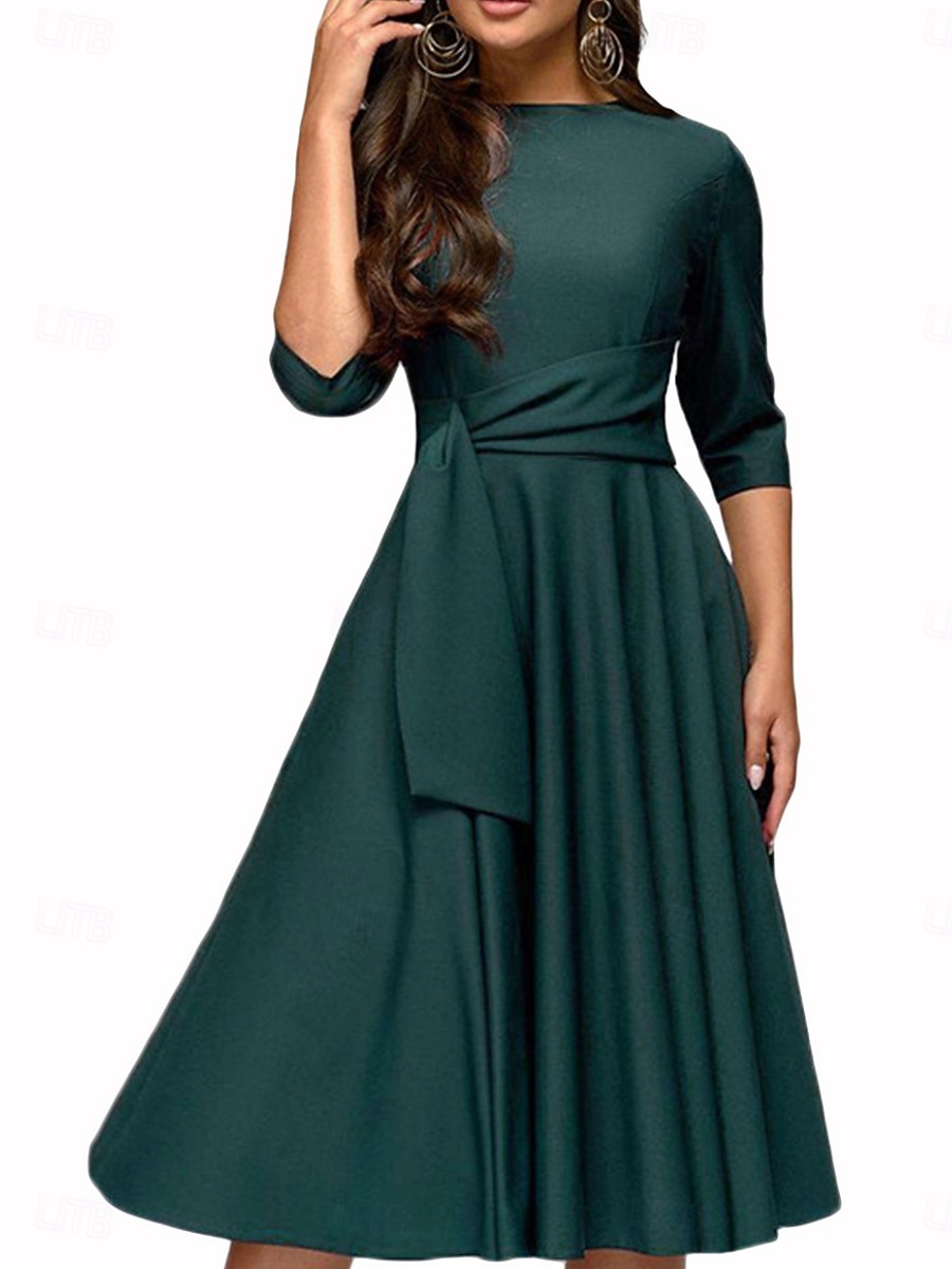 Per donna Mini Abito Abito a trapezio Elegante Festa cocktail All'aperto Feste Ospite di nozze Vestibilità regolare Grafico Mezza Manica Girocollo Blu marino Verde del 2026 a $39.99 –P4