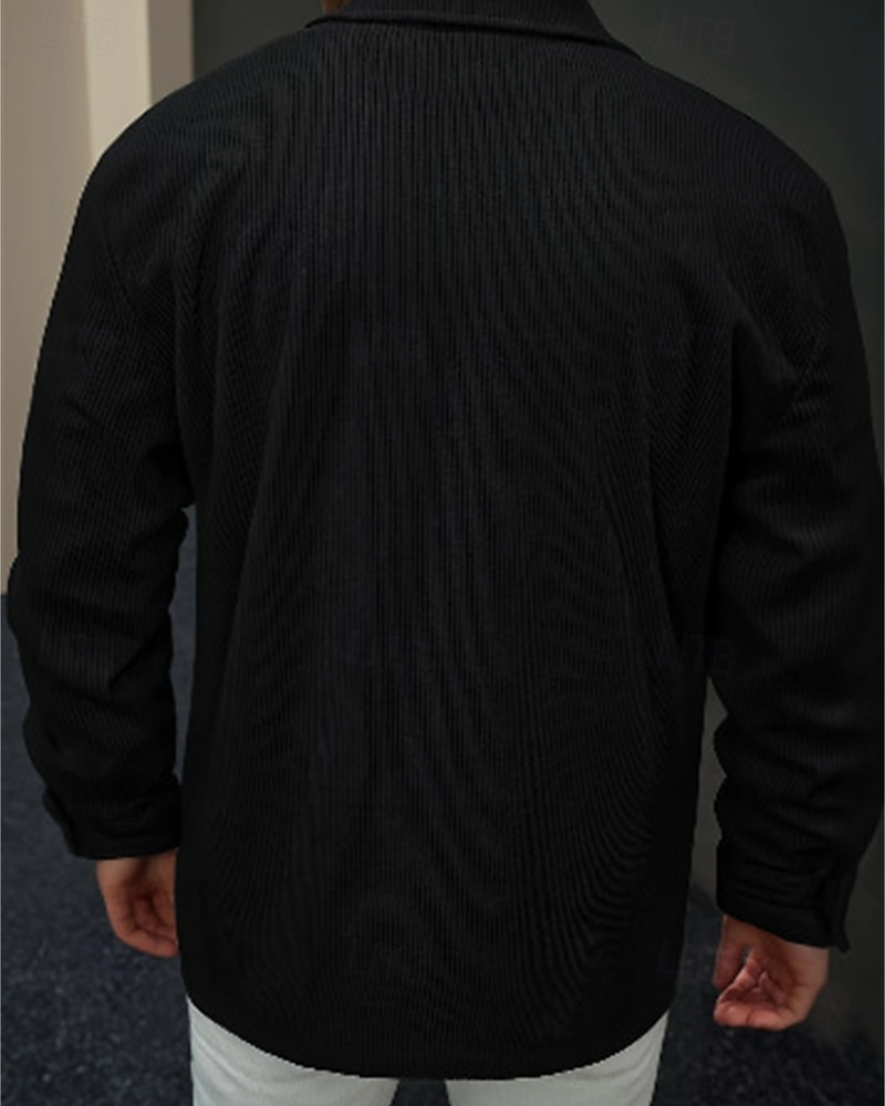 Herren Hemdjacke Cordjacke Freizeitjacke Urlaub Täglich Atmungsaktiv Tasche Frühling Herbst Einfach Mode Klassisch Revers Regulär Schwarz Braun Beige Jacken 2026 - $30.99 –P3