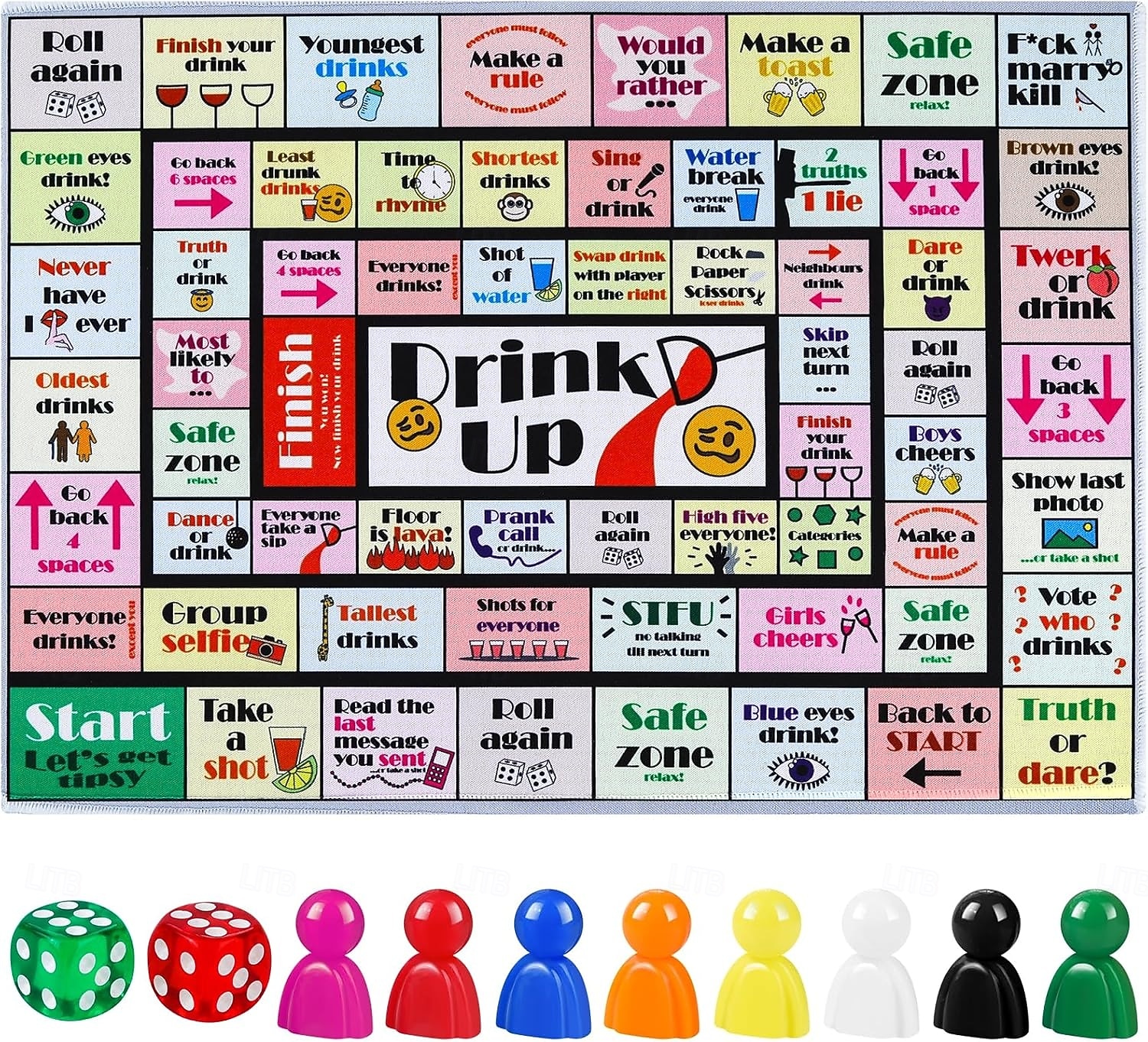 drinkbordspellen voor volwassenen, rubberen mat drinkbordspel, grappige interactieve drinkspellen voor feestjes, spelletjesavonden, verjaardagen, familiespel of andere gelegenheden 2026 - $17.99 –P1