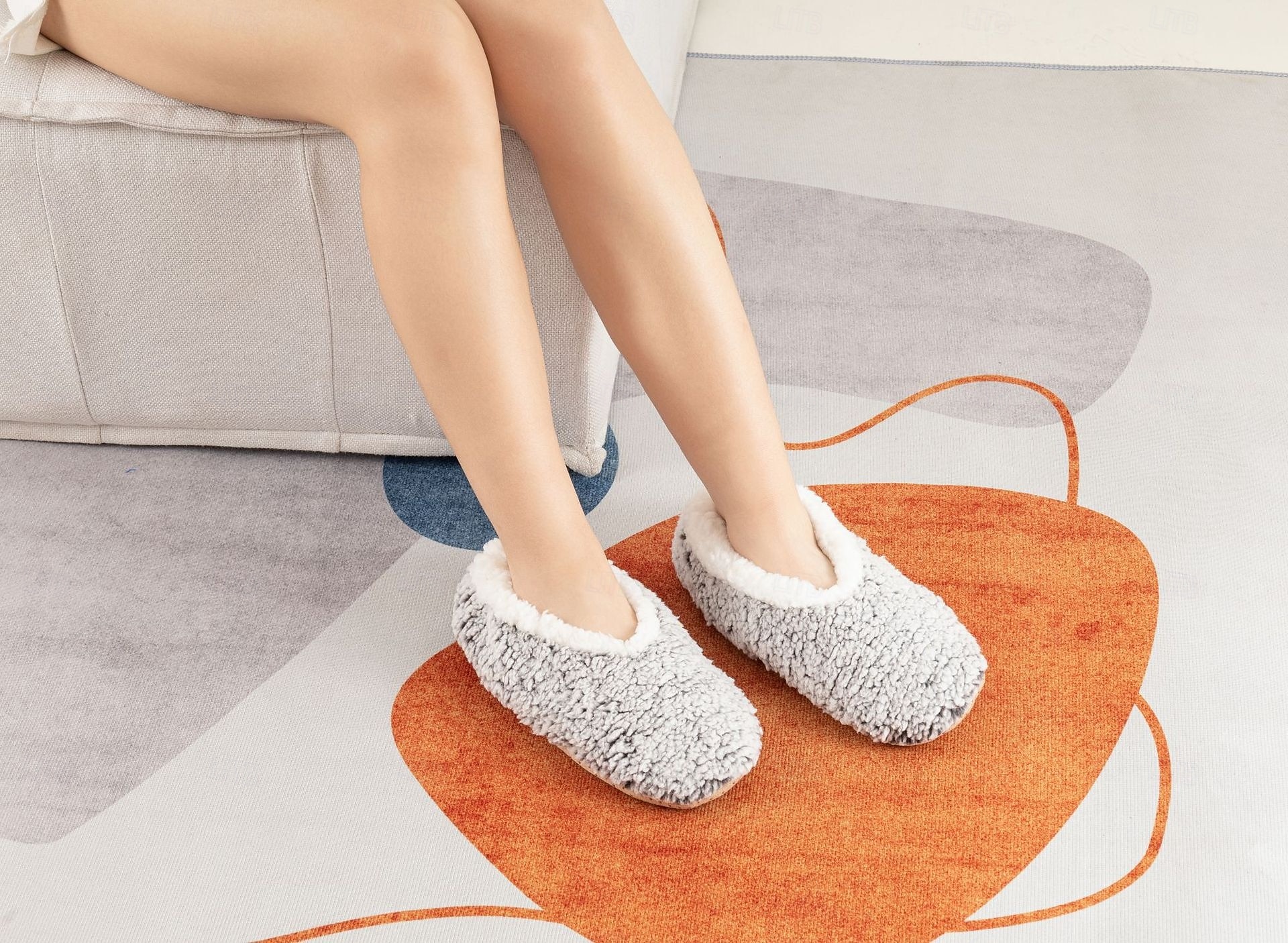 damesokker med fuzzy stjernemønster på gulvet, tykke bomulls-plysj-tøffelsokker for vinterhjemmet eller søvn, varme, koselige sklisikre innesokker 2026 - $12.99 –P9