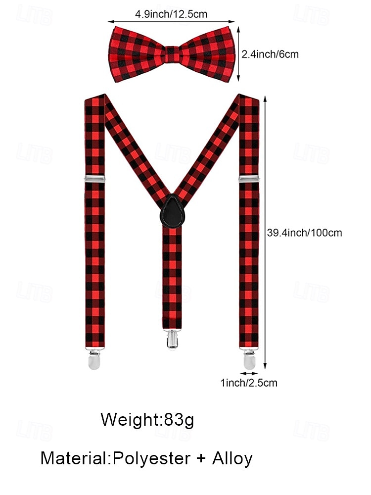 Men's Plaid Bow Tie and Suspenders Set, Vintage Classic Style, Adjustable Braces for Groom, Wedding, Holiday and Formal Events 2026 - $11.99 –P10