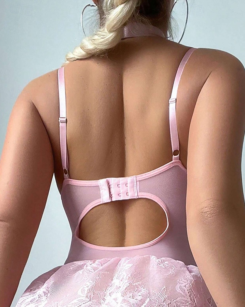 Dam Sexiga underkläder Sexiga kroppar Spets Öppen ryggNightwearPolyester Utomhus Semester Hem Solid färg Mode söt stil Ljusblå Svart Vit Rodnande Rosa Marinblå Vår & sommar Höst vinter 2025 - $27.99 –P5