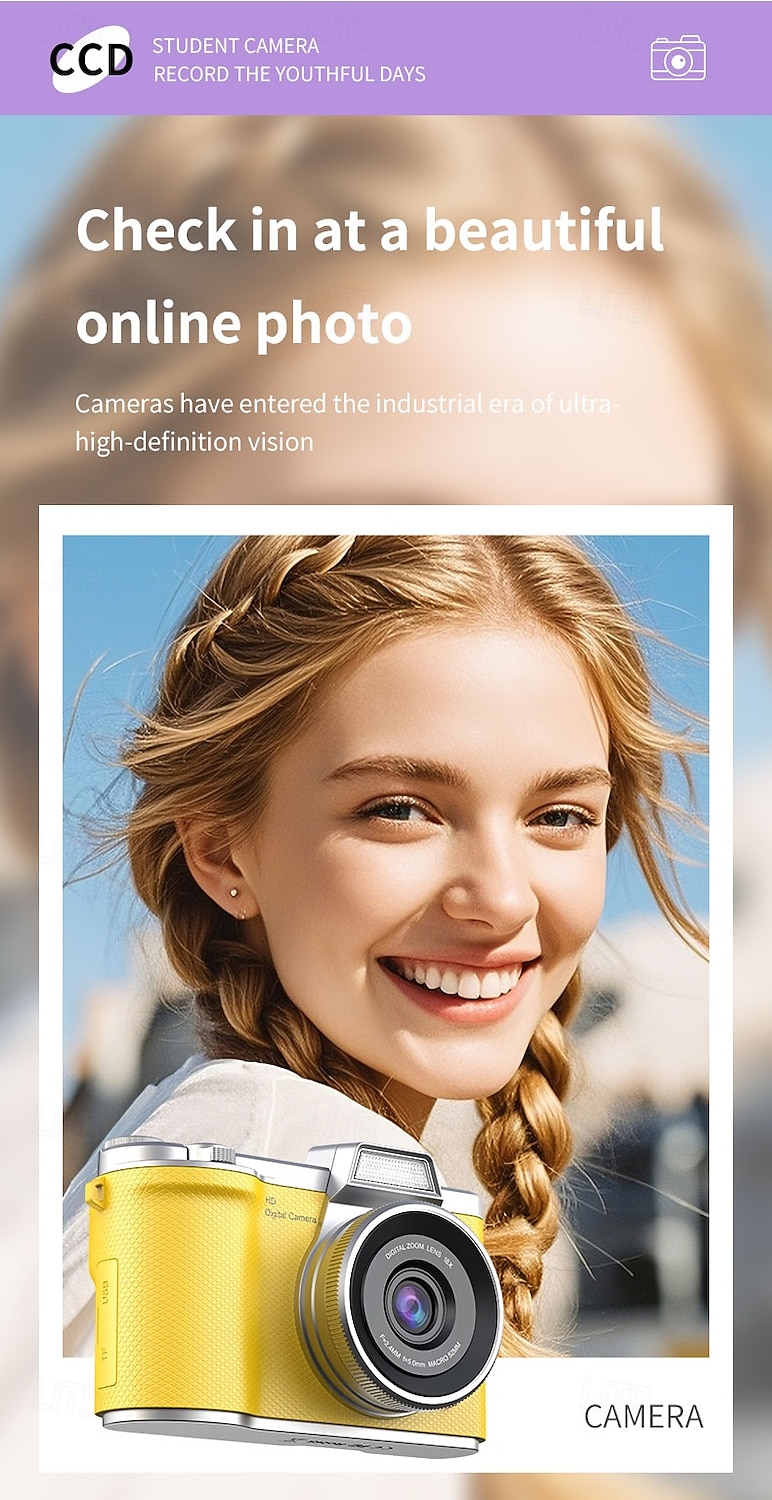 2026年 1080P HDポータブルCCDカメラ 4Kレンズ フリップスクリーン USB充電式リチウムポリマーバッテリー 初心者向け旅行Vlogging 完璧なバレンタインデーギフト 初心者カメラ  コレクション – $47.99 –P9