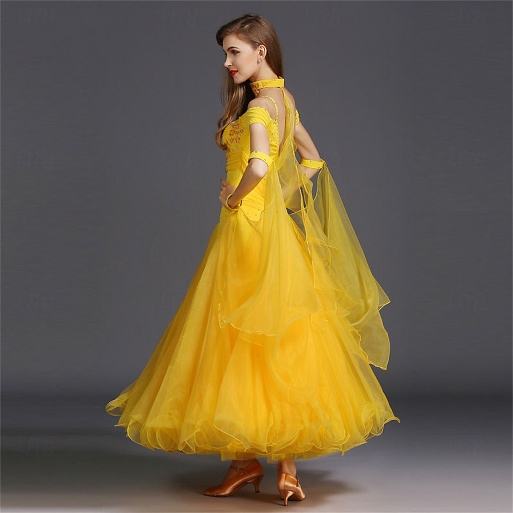 женское платье для бальных танцев, ярко-розовое, с цветочной аппликацией из страз, многослойной органзы, элегантное, для выступлений на соревнованиях по вальсу, танго, фокстроту 2026 - $166.99 –P6