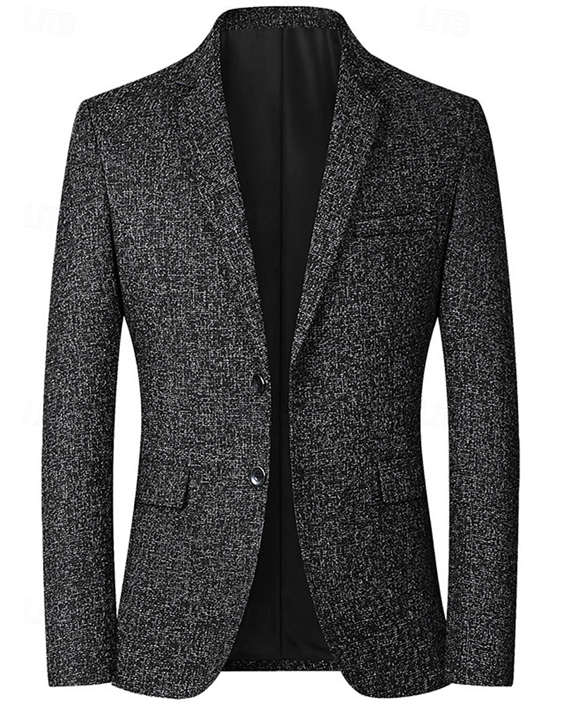 Herren Blazer Geschäft Cocktailparty Hochzeitsfeier Mode Lässig Frühling Herbst Polyester Einfach Tasche Knöpfe Bequem Einreihig Blazer Schwarz Marineblau Grau 2026 - $45.99 –P9