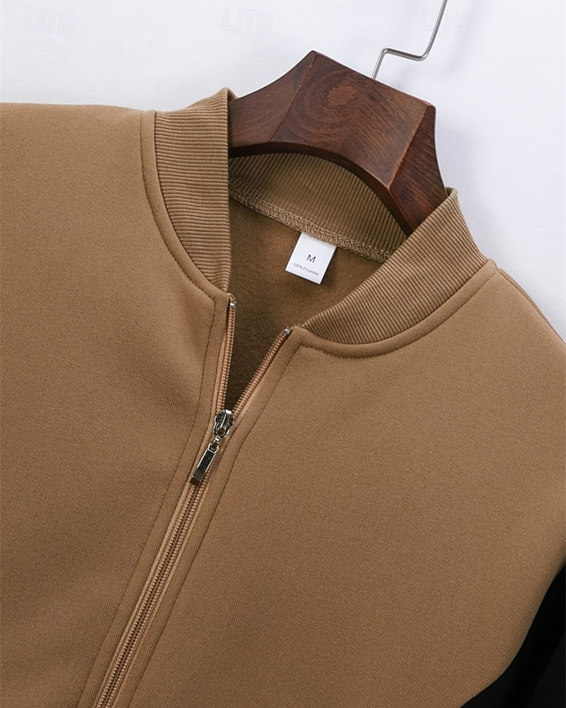 Муж. Легкая куртка Повседневная куртка Повседневные на открытом воздухе Карман Весна Осень Контрастных цветов Уличный стиль Стиль Воротник-стойка Обычная 2026 - $24.99 –P3