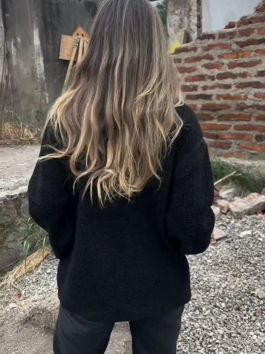 Pentru femei geacă Sherpa Comfortabil Respirabil Buzunar Nasturi Casual Simplu Vacanță Stradă Casual Purtare Zilnică Cu Un Nasture Regulat Guler de stand Fit regulat Manșon Lung Îmbrăcăminte 2026 - $39.99 –P4