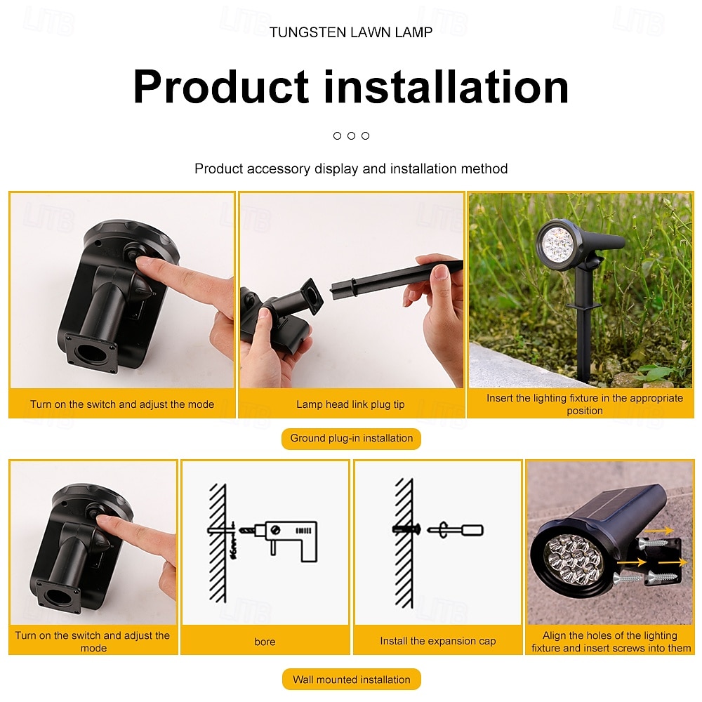 Zonne-energie Tuin Spotlicht Buiten Waterdichte Floodlights 7/10LEDs Tuin Boom en Plant Landschapslichten Park Garage Tuin Padverlichting 2026 - $19.99 –P12