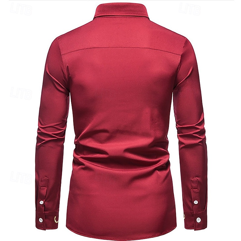 Herren Hemd Freizeithemd Knopfhemd Designerhemd Besticktes Hemd Schwarz Weiß Rote Marineblau Langarm Einfach Kragen Urlaub Lässig Bestickt Bekleidung Polyester Mode Modern Lässig 2025 - $27.99 –P4