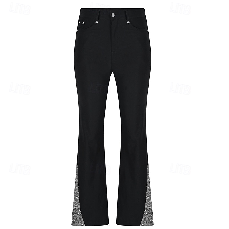 Муж. Штаны Костюм Беллое дно Расклешенные брюки Брюки для выпускного Пэчворк Блестящий металл Полотняное плетение Комфорт Полная длина Для вечеринок Бизнес Повседневные Мода Уличный стиль 2026 - $26.99 –P2