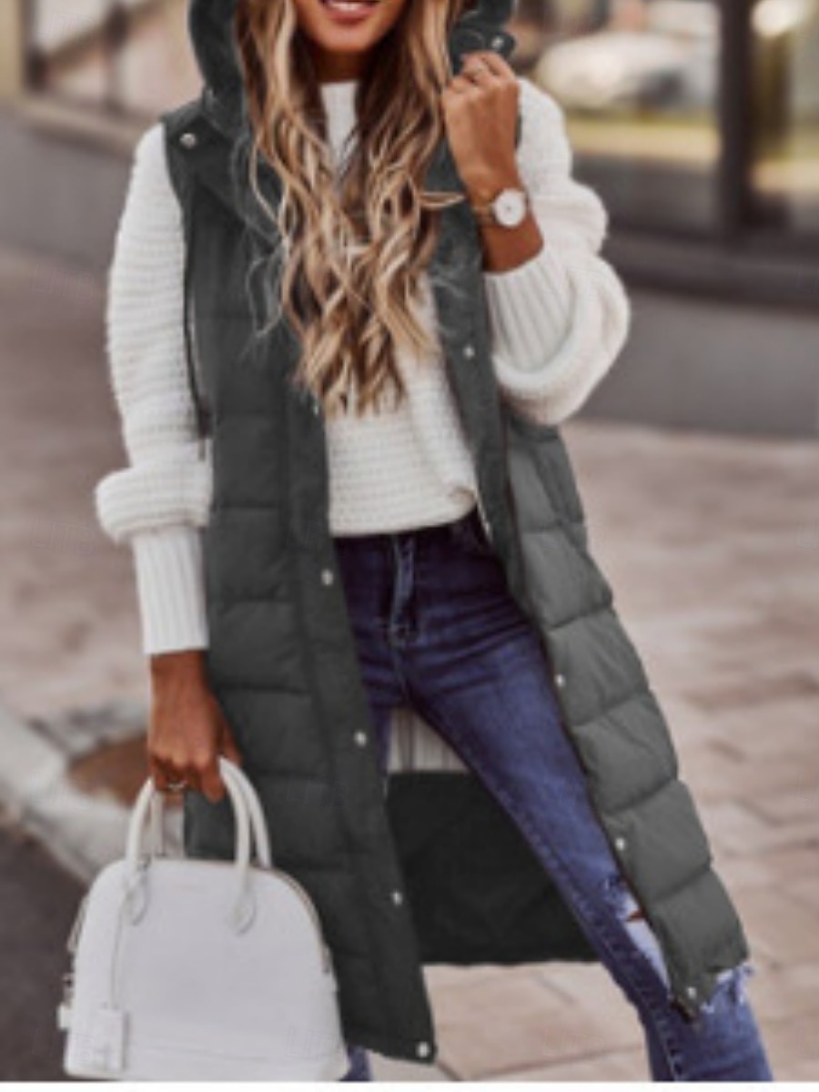 نسائي جاكيت كاجوال سترة مريح متنفس سحاب جيب كاجوال سهل عطلة شارع فضفاض مناسب للبس اليومي صدر فردي طويلة مع قبعة عادي بدون كم ملابس خارجية أبيض أحمر أرجواني الربيع الخريف 2025 - $15.99 –P5