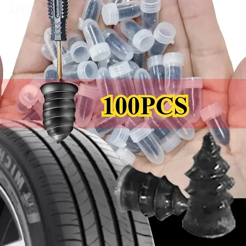 60/100 buc cuie de cauciuc pentru repararea anvelopelor, dopuri de cauciuc pentru anvelope, kit de cuie pentru repararea anvelopelor cu aspirator, instrumente de reparare rapidă a pană de anvelope, 2026 - $21.44 –P3