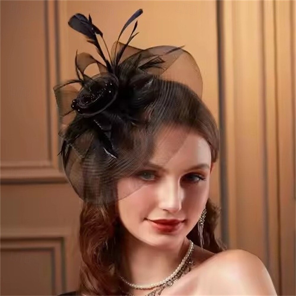 Fascinators Fabric Feathers Fedora Hat Wedding Tea Party Horse Race Cocktail Elegant Vintage Lady With Feather Headpiece Headwear 2026 - $16.49 –P5
