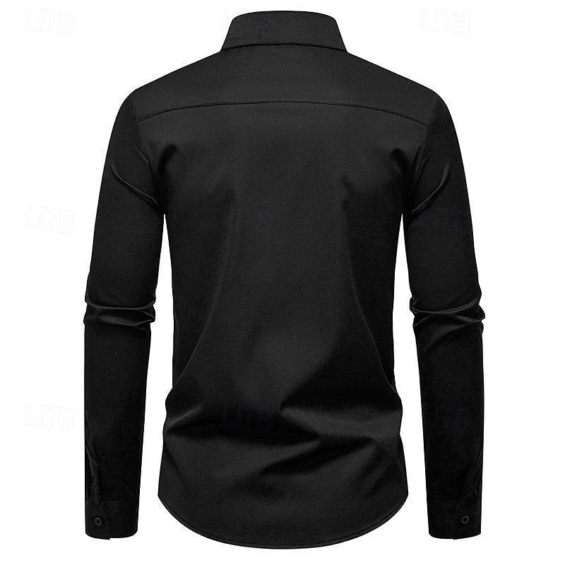 Herren Hemd Kleidhemd Knopfhemd Einfach Hochzeit Party Schwarz Weiß Wein Marineblau Langarm Revers Frühling Herbst Bekleidung Patchwork 2026 - $37.99 –P12