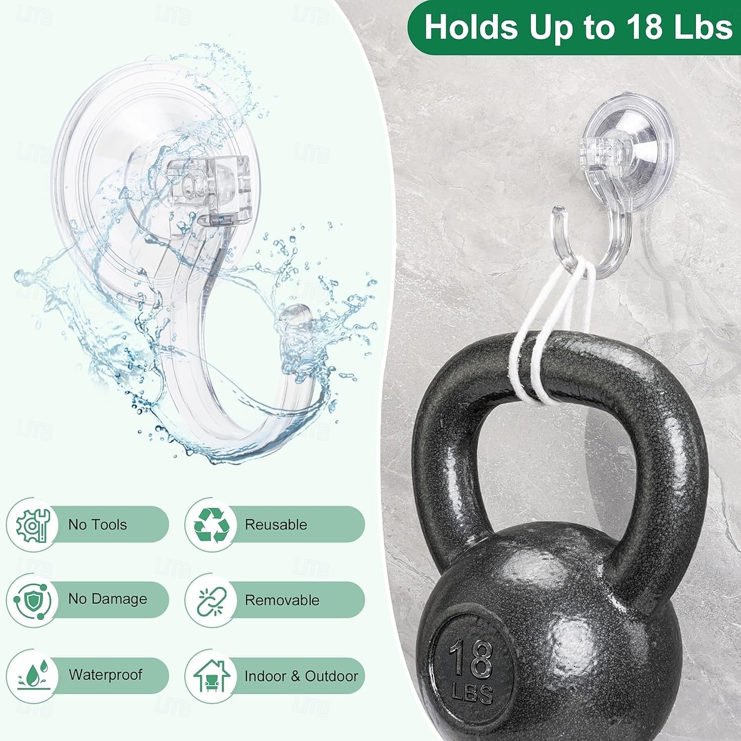 4 ganci a ventosa per ghirlande: resistenti, reggono fino a 8,2 kg (18 libbre), ganci grandi da 1,8 pollici, ideali per ghirlande di Halloween e Natale, non richiedono attrezzi, non danneggiano porte del 2026 a $13.99 –P6