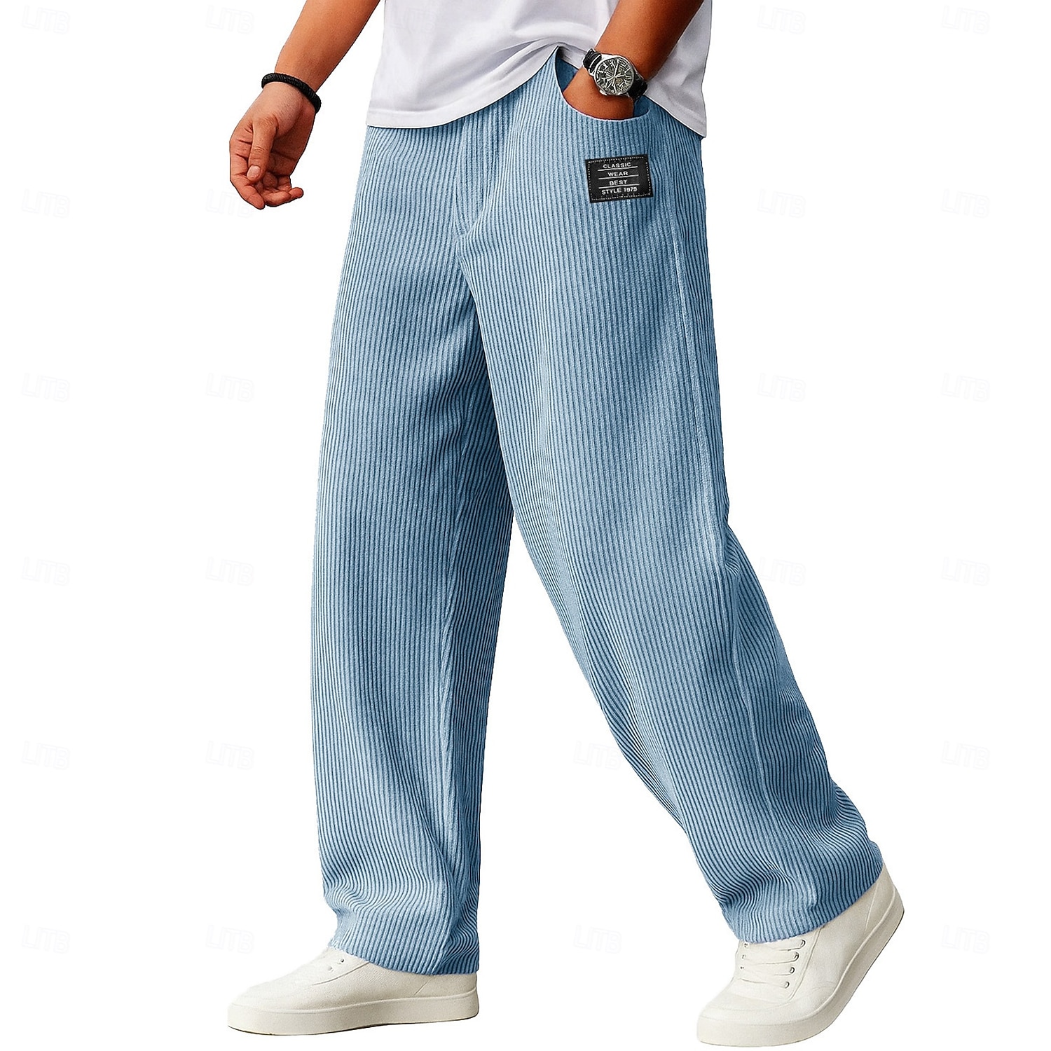 Homme Pantalons Pantalon en velours côtelé Pantalons Amples Pantalon de survêtement droit Cordon de serrage Taille Élastique Couleur Unie Confort Longueur complète Quotidien Extérieur Vêtements de rue de 2026 ? $22.99 –P5