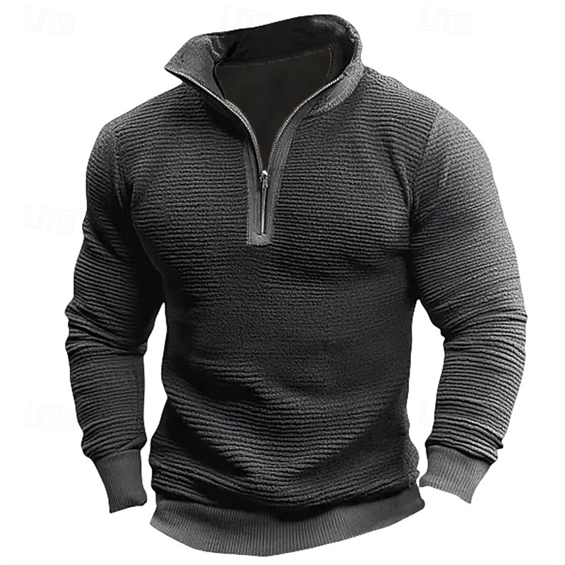 Men's Sweatshirt Quarter Zip Sweatshirt Wine Army Green Brown Coffee Gray Half Zip Plain Half Zip Sports & Outdoor Daily Holiday Polyester Streetwear Basic Casual Fall Winter Clothing Apparel Hoodies 2026 - $29.99 –P2