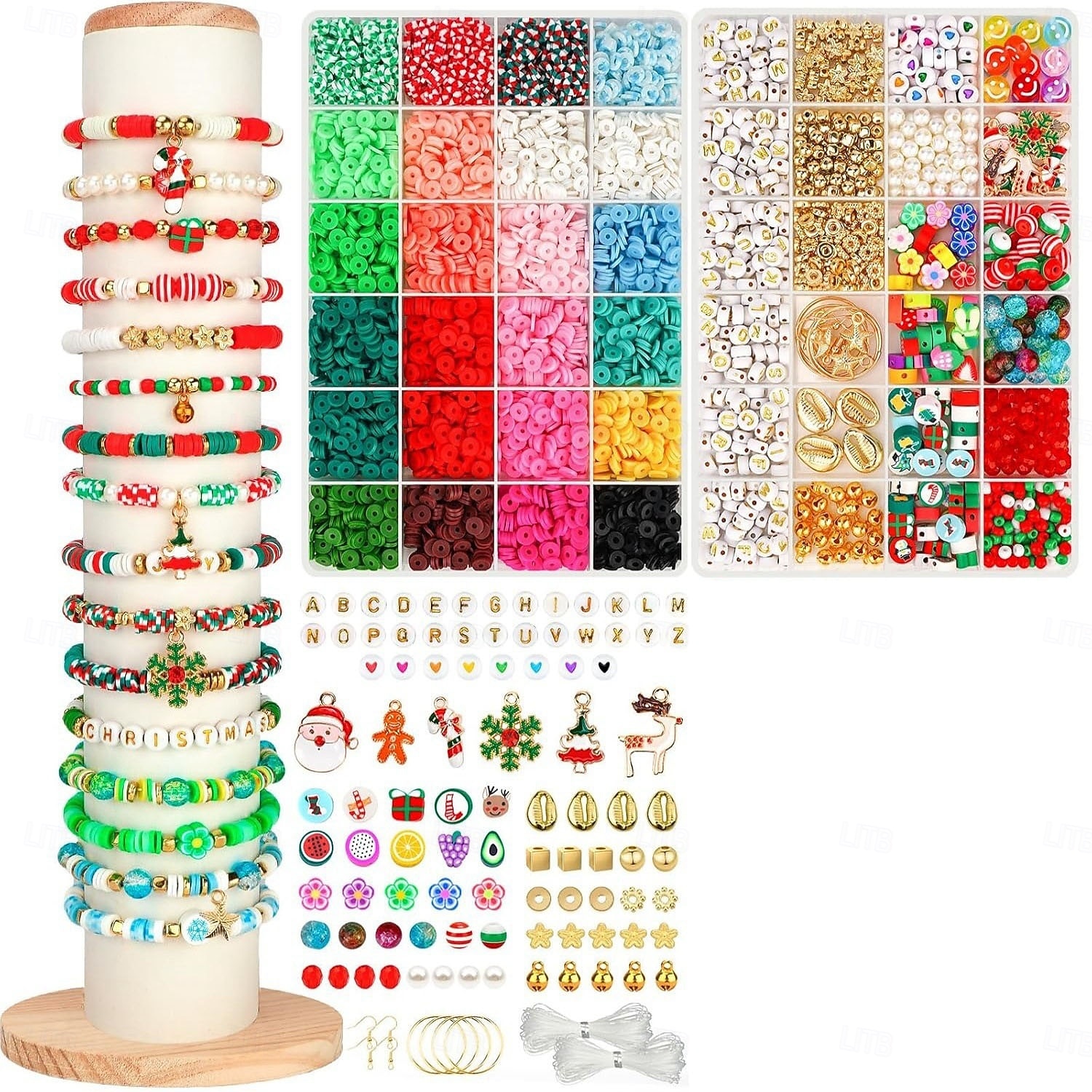 jouluhelmet korujen tekoon riipukset savihelmet rannekoruihin kaulakorujen tekoon tee-se-itse-askartelut moniväriset polymeerikirjainhelmet välihelmet juhlakorut käsintehdyt asusteet 2026 - $23.99 –P1