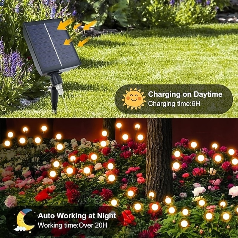 6 в 1 Уличный солнечный водонепроницаемый светлячок Вставной свет 48LED Прожекторы для двора Сад Лужайка Дорожка Парк Атмосфера Декорация Свет Ландшафтный свет 8 функций Дистанционное управление 2026 - $43.99 –P12
