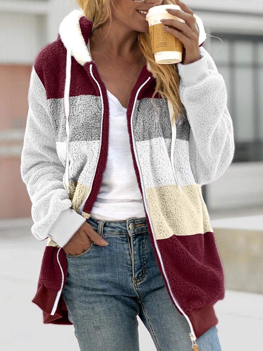 Damskie Kurtka polarowa Kurtka Sherpa Kurtka z kapturem Wygodny Oddychający Zamek Kieszeń Codzienny Pasek Urlop Ulica Codzienny Dzienne zużycie Zamek błyskawiczny Regularny Kaptur Regularny Długi 2025 - $32.99 –P4