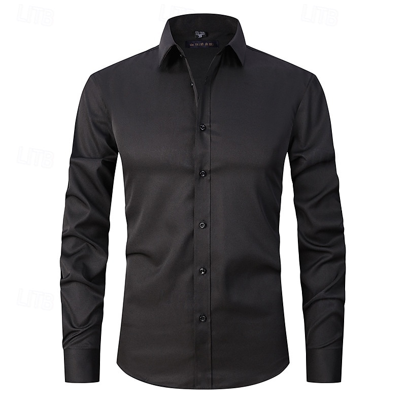 Homens Camisa Social Saia Camisa não de ferro Camisas de smoking Tecido Formal Casamento Preto Branco Rosa Vinho Manga Longa Lapela Primavera & Outono Todas as Estações Roupa de 2025 por $20.99 –P10
