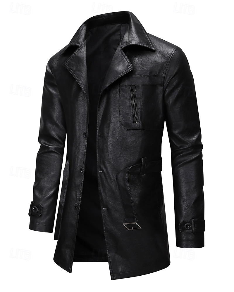 Herren Kunstlederjacke Bikerjacke Motorradjacke Urlaub Täglich Winddicht Warm Tasche Frühling Herbst Einfach Mode Klassisch Revers Regulär Schwarz Kaffee Jacken 2026 - $75.99 –P14