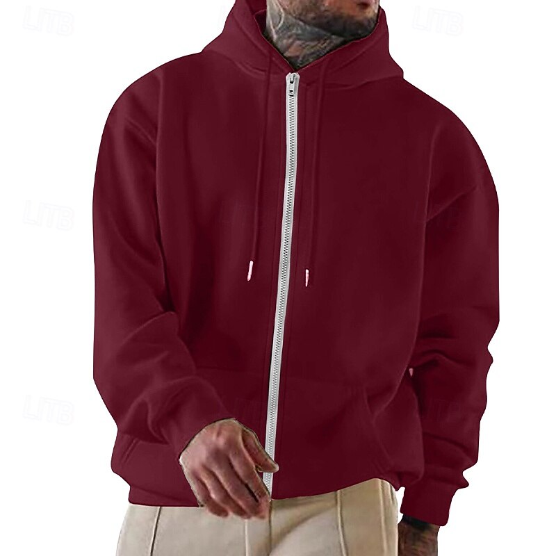 Men's Hoodie Full Zip Hoodie Pullover Hoodie Sweatshirt Fleece Hoodie Wine Red Hooded Plain Zipper Casual Daily Sports & Outdoor Streetwear Cool Sportswear All Seasons Clothing Apparel Hoodies 2026 - $24.99 –P13