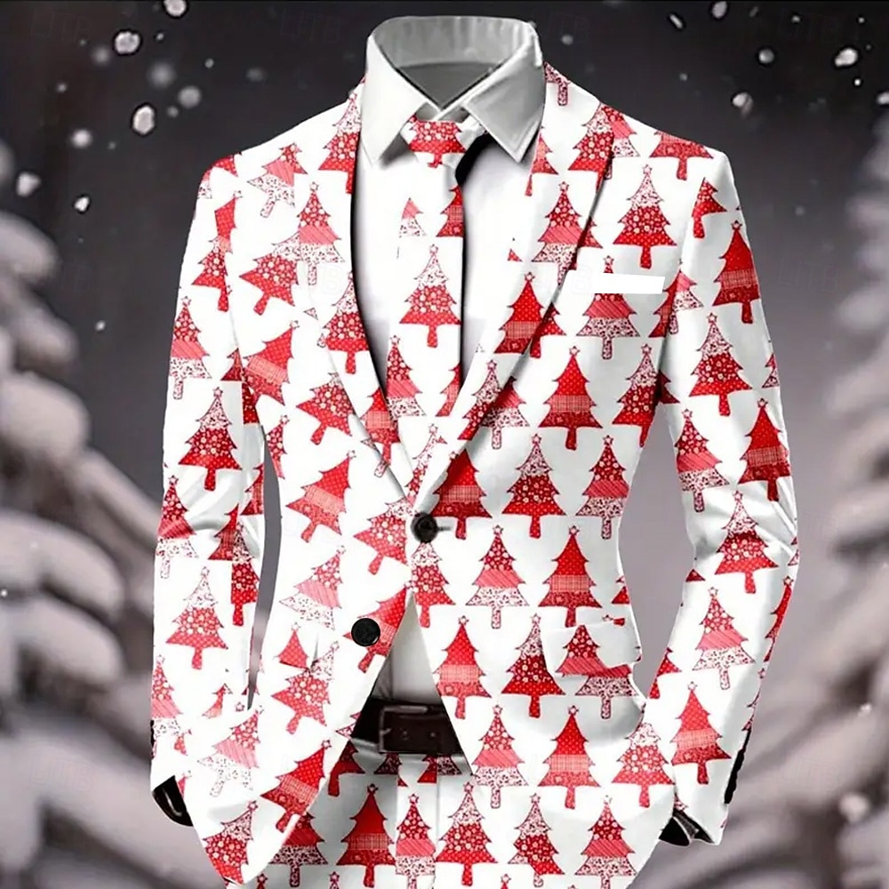 Hombre chaqueta Abrigo Navidad Casual Casual / Diario Casual Otoño invierno 100% Poliéster Copo Impresión 3D Botones Mantiene abrigado Cómodo Botonadura Simple Chaqueta de sport A B C D 2025 - $64.99 –P4