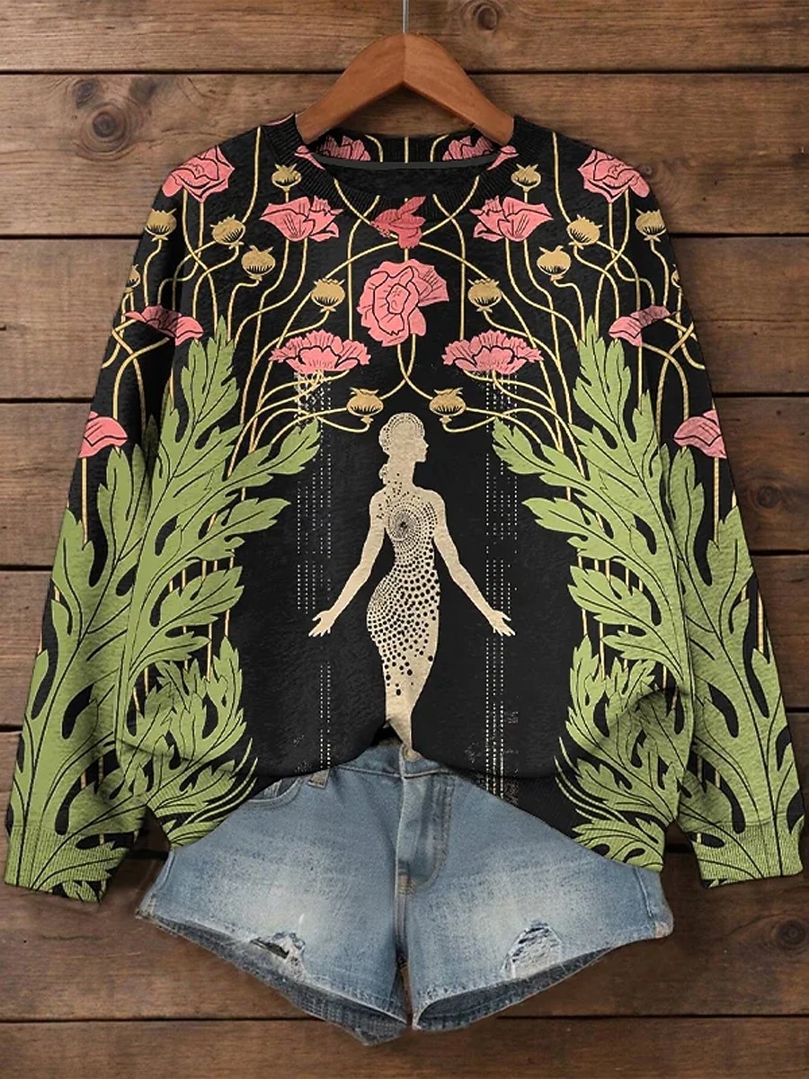 Per donna Felpa Pullover Floreale Grafico Casual Manica Lunga Girocollo Top Regolari Casuale Streetwear Abbigliamento Quotidiano Giallo Verde scuro Verde Primavera Autunno Inverno del 2026 a $28.99 –P1