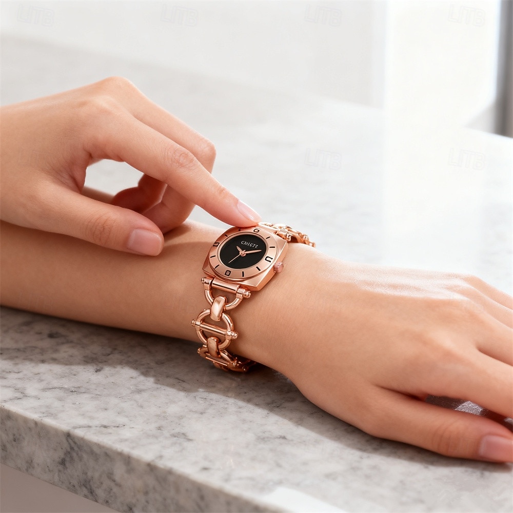 Muotitietoisen äitienpäivälahja naisten kello neliö yksinkertainen kellotaulu IPX7 vedenkestävä ruostumatonta terästä rannekello kvartsikello 2026 - $21.99 –P10