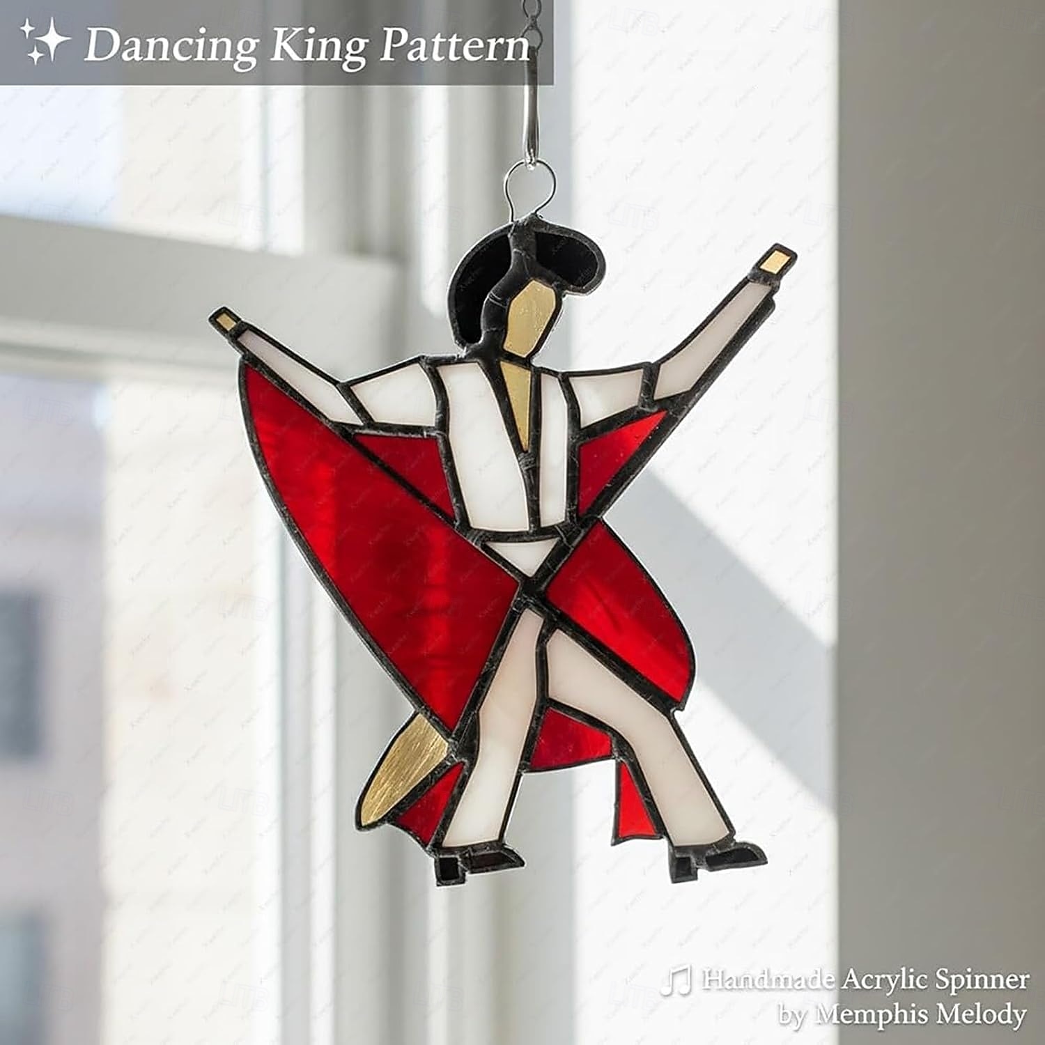 Dancing King Pattern, Handmade Stained Spinner Kinetic Acrylic Hanging Decor, DIY Sunlight Catcher Memphis Melody Spinner for Garden Yard, Porch, Window Decoration 2025 - $15.99 –P5